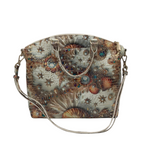 BRAHMIN CROC EMBOSSED SATCHEL HANDBAG WHITE GOLD
