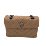 KURT GEIGER RET$295 "KENSINGTON" QUILTED LEATHER CHAIN STRAP HANDBAG TAN