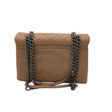 KURT GEIGER RET$295 "KENSINGTON" QUILTED LEATHER CHAIN STRAP HANDBAG TAN