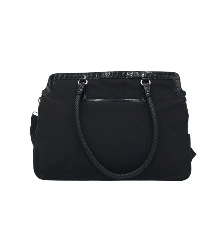BRIGHTON RET$555 NYLON ZIP BRIEFCASE TOTE HANDBAG BLACK