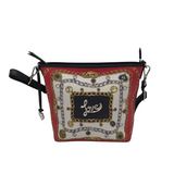 BRIGHTON RET$315 CHAIN PRINT CROSSBODY HANDBAG BLACK RED