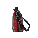 BRIGHTON RET$315 CHAIN PRINT CROSSBODY HANDBAG BLACK RED