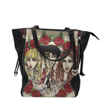 BRIGHTON RET$380 FLORAL SHOULDER TOTE HANDBAG BLACK RED