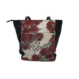 BRIGHTON RET$380 FLORAL SHOULDER TOTE HANDBAG BLACK RED