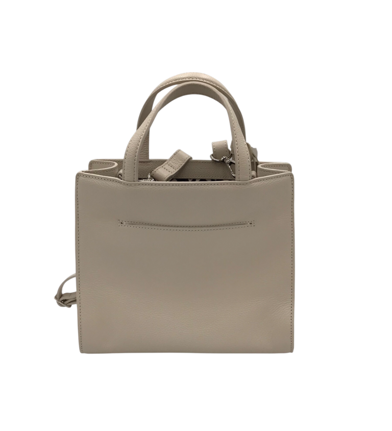 BRIGHTON RET$430 LEATHER STUDDED EMBOSSED HANDBAG WHITE