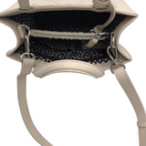 BRIGHTON RET$430 LEATHER STUDDED EMBOSSED HANDBAG WHITE