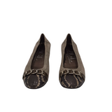 AGL SHIMMER PYTHON CAP TOE FLAT SHOES GREY BROW 38