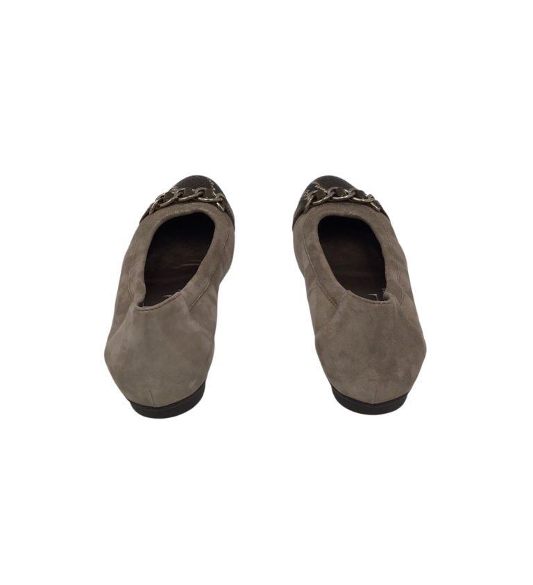 AGL SHIMMER PYTHON CAP TOE FLAT SHOES GREY BROW 38
