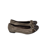 AGL SHIMMER PYTHON CAP TOE FLAT SHOES GREY BROW 38