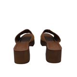 SEYCHELLES RET$99 LEATHER BLOCK-HEEL SANDAL SHOES BROWN 8