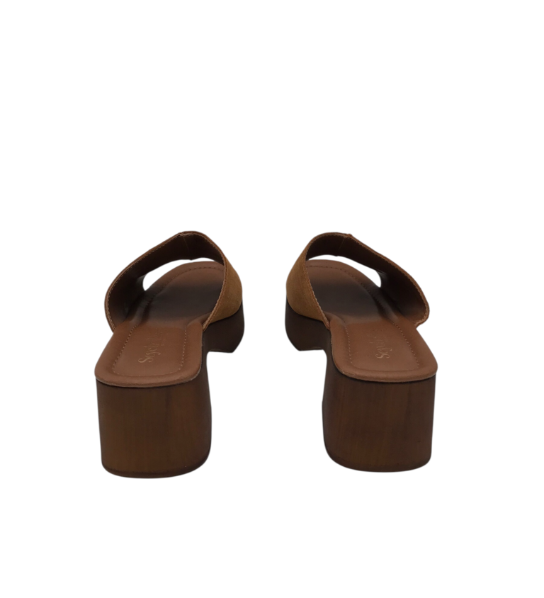 SEYCHELLES RET$99 LEATHER BLOCK-HEEL SANDAL SHOES BROWN 8