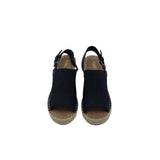 TOMS ESPADRILLE WEDGE SHOES BLACK TAN 5.5