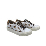 VANELI RET$195 CALF HAIR SNEAKER SHOES WHITE BROWN 5.5