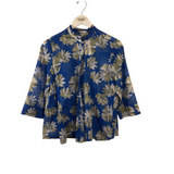 ROSSO35 3/4 SLEEVE DESIGNER BLOUSE BLUE OLIVE SMALL