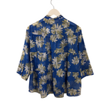 ROSSO35 3/4 SLEEVE DESIGNER BLOUSE BLUE OLIVE SMALL