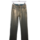 MOLLY BRACKEN NWT$90 COATED STRAIGHT LEG JEANS TEAL GOLD 29