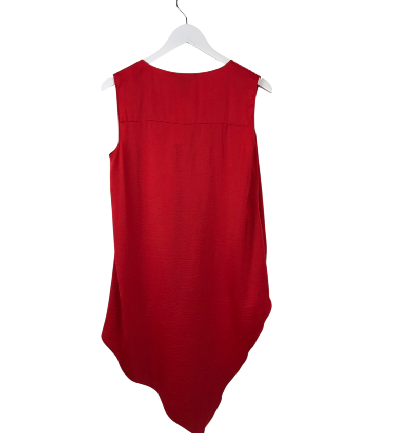 BCBGMAXAZRIA SLEEVELESS HI-LOW DESIGNER TOP RED SMALL