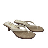 SAM EDELMAN RET$130 LEATHER HEEL SANDAL SHOES TAN WHITE 8.5