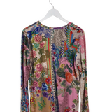 JOHNNY WAS LONG SLEEVE TEE DESIGNER TOP CREAM PINK MEDIUM