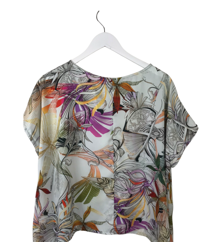 BRYN WALKER FLORAL CAP SLEEVE TOP WHITE MULTI SMALL