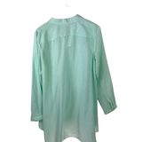 EILEEN FISHER LINEN LONG SLEEVE DESIGNER BLOUSE MINT MEDIUM