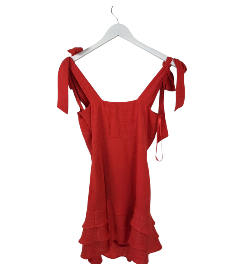 GIANNI BINI NWT$169 TIE STRAP RUFFLE MINI DRESS ORANGE 0