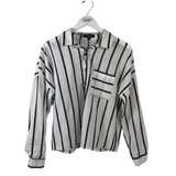 LULUS STRIPE LONG SLEEVE BLOUSE WHITE BLACK XSMALL
