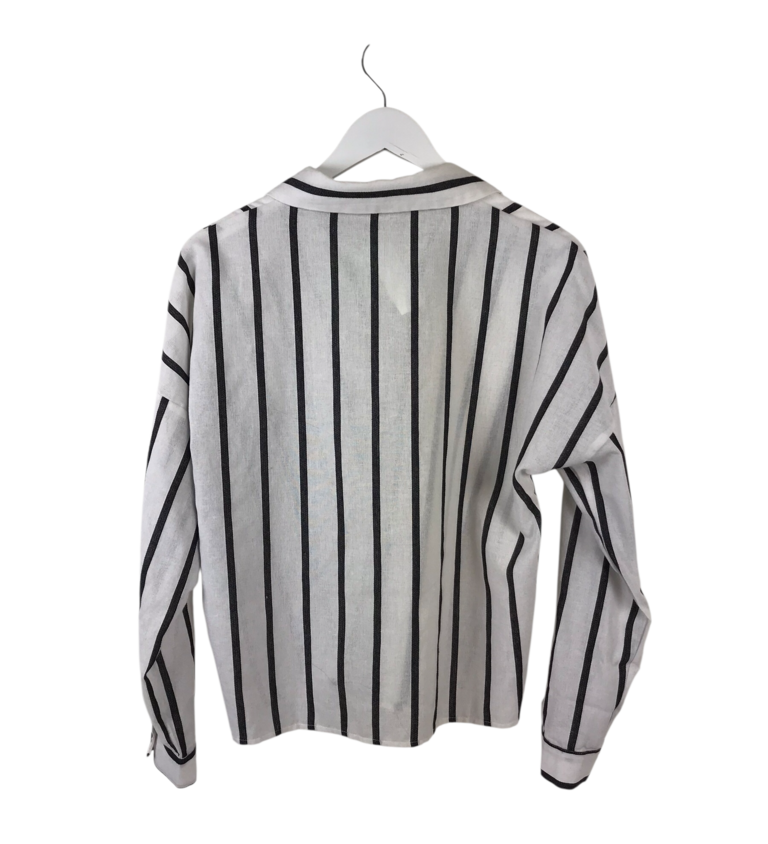 LULUS STRIPE LONG SLEEVE BLOUSE WHITE BLACK XSMALL