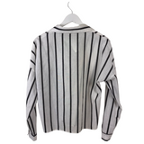 LULUS STRIPE LONG SLEEVE BLOUSE WHITE BLACK XSMALL