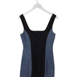 OLIVACEOUS DENIM SLEEVELESS DRESS BLUE BLACK SMALL