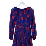 GUESS FLORAL LONG SLEEVE DRESS BLUE RED 0