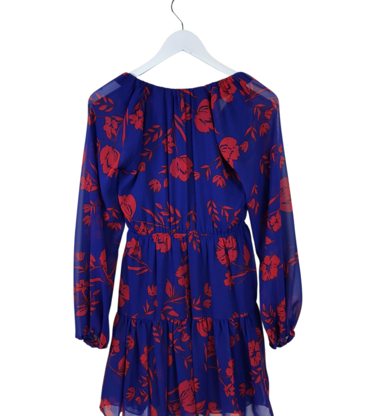GUESS FLORAL LONG SLEEVE DRESS BLUE RED 0