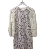 VINCE CAMUTO LACE LONG SLEEVE DRESS WHITE NUDE 0