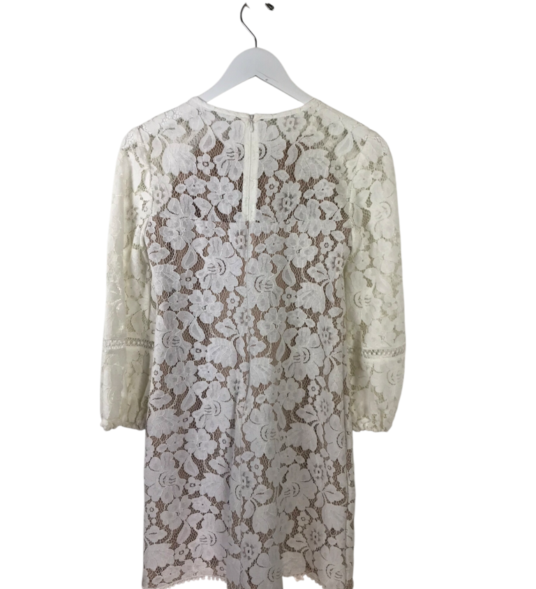 VINCE CAMUTO LACE LONG SLEEVE DRESS WHITE NUDE 0