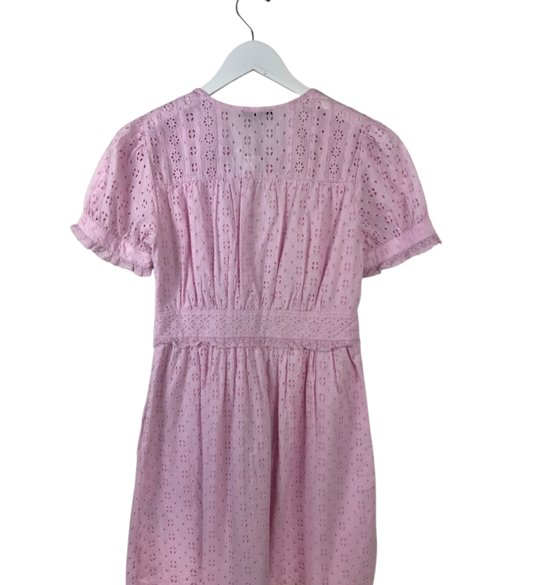 J. CREW NWT$148 EYELET PUFF SLEEVE DRESS PINK 0