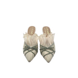 ANTONIO MELANI NWT$130 SATIN MULE SHOES CREAM GREN 7