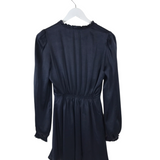 WILFRED SATIN LONG SLEEVE DESIGNER DRESS NAVY SMALL