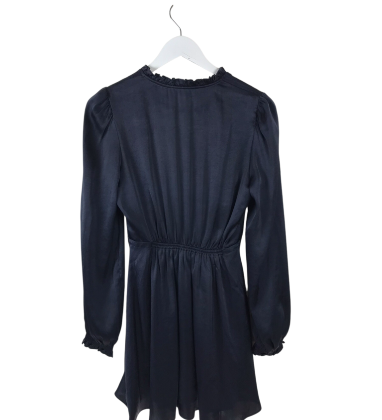 WILFRED SATIN LONG SLEEVE DESIGNER DRESS NAVY SMALL