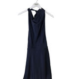 OPEN EDIT NWT$79 SATIN HALTER DRESS NAVY XSMALL