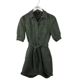 PAIGE SHORT SLEEVE W/BELT DESIGNER ROMPER OLIVE 2
