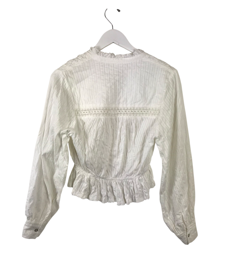 PILCRO RUCHED LONG SLEEVE BLOUSE WHITE XSMALL