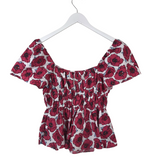 KATE SPADE NWT$249 FLORAL SHORT SLEEVE DESIGNER TOP BERRY WHITE SMALL