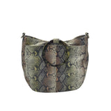 ELAINE TURNER PYTHON SATCHEL CROSSBODY HANDBAG GRAY ORANGE