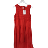 THML NWT$79 SMOCKED MIDI SLEEVELESS DRESS VERMILION SMALL