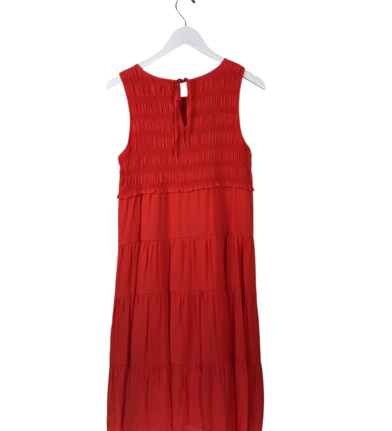 THML NWT$79 SMOCKED MIDI SLEEVELESS DRESS VERMILION SMALL