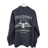 STRIPE LONG SLEEVE MEN SHIRT NAVY WHITE XLARGE
