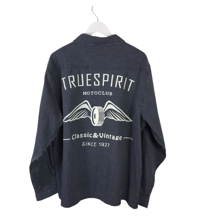 STRIPE LONG SLEEVE MEN SHIRT NAVY WHITE XLARGE