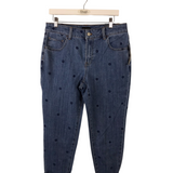 TALBOTS NWT$119 EMBROIDERED JEANS NAVY BLUE 8P