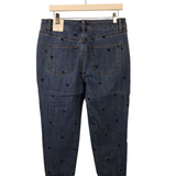 TALBOTS NWT$119 EMBROIDERED JEANS NAVY BLUE 8P