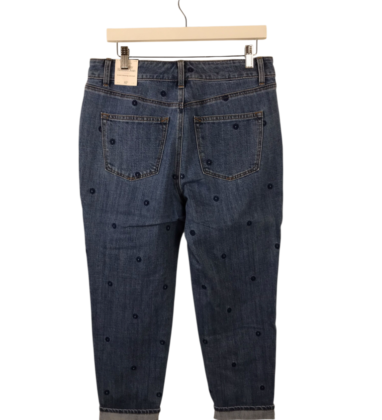 TALBOTS NWT$119 EMBROIDERED JEANS NAVY BLUE 8P